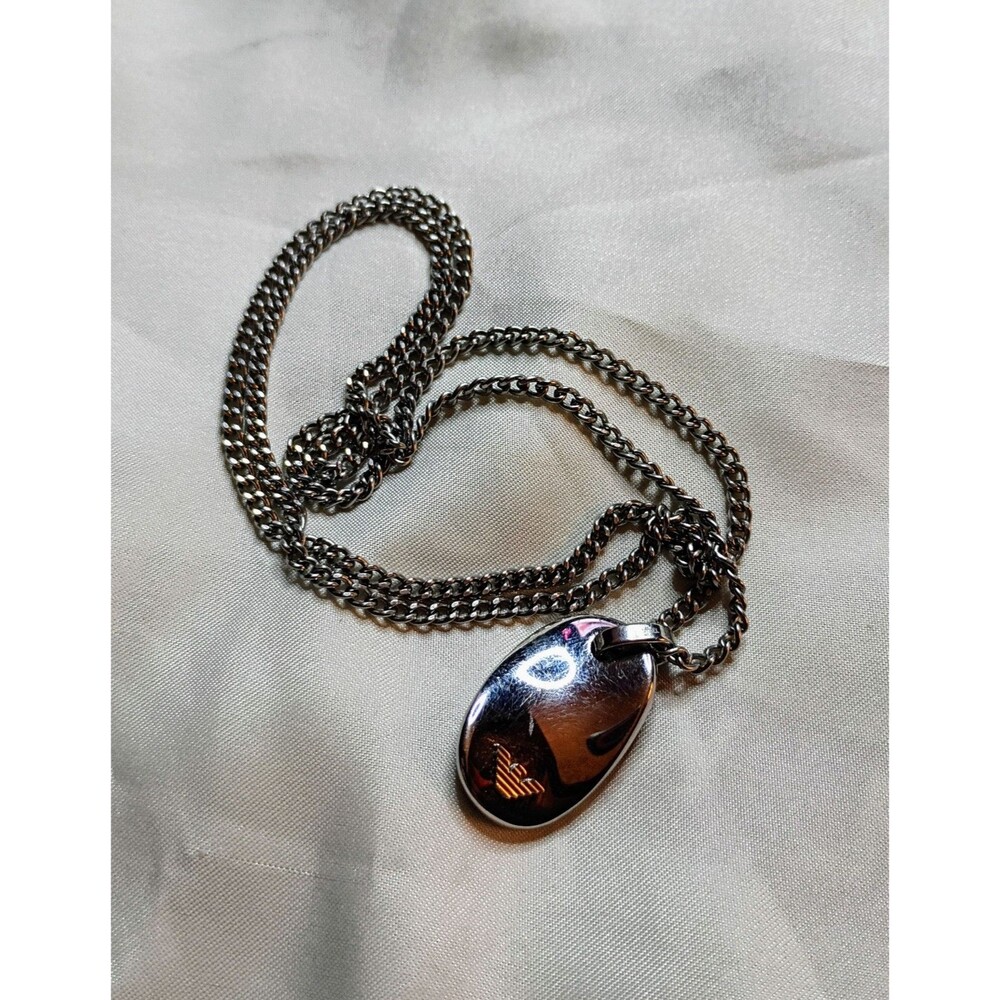 Emporio Armani Stainless Steel Teardrop Pendant Necklace 24" Infinity Chain - Picture 7 of 9